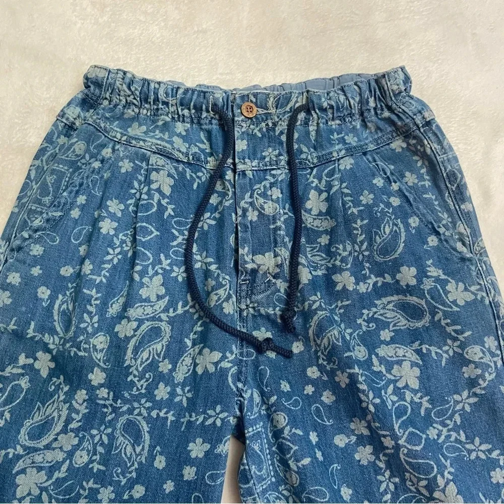 New! We the Free People Mixed Up Printed Utility Jeans belt 28257